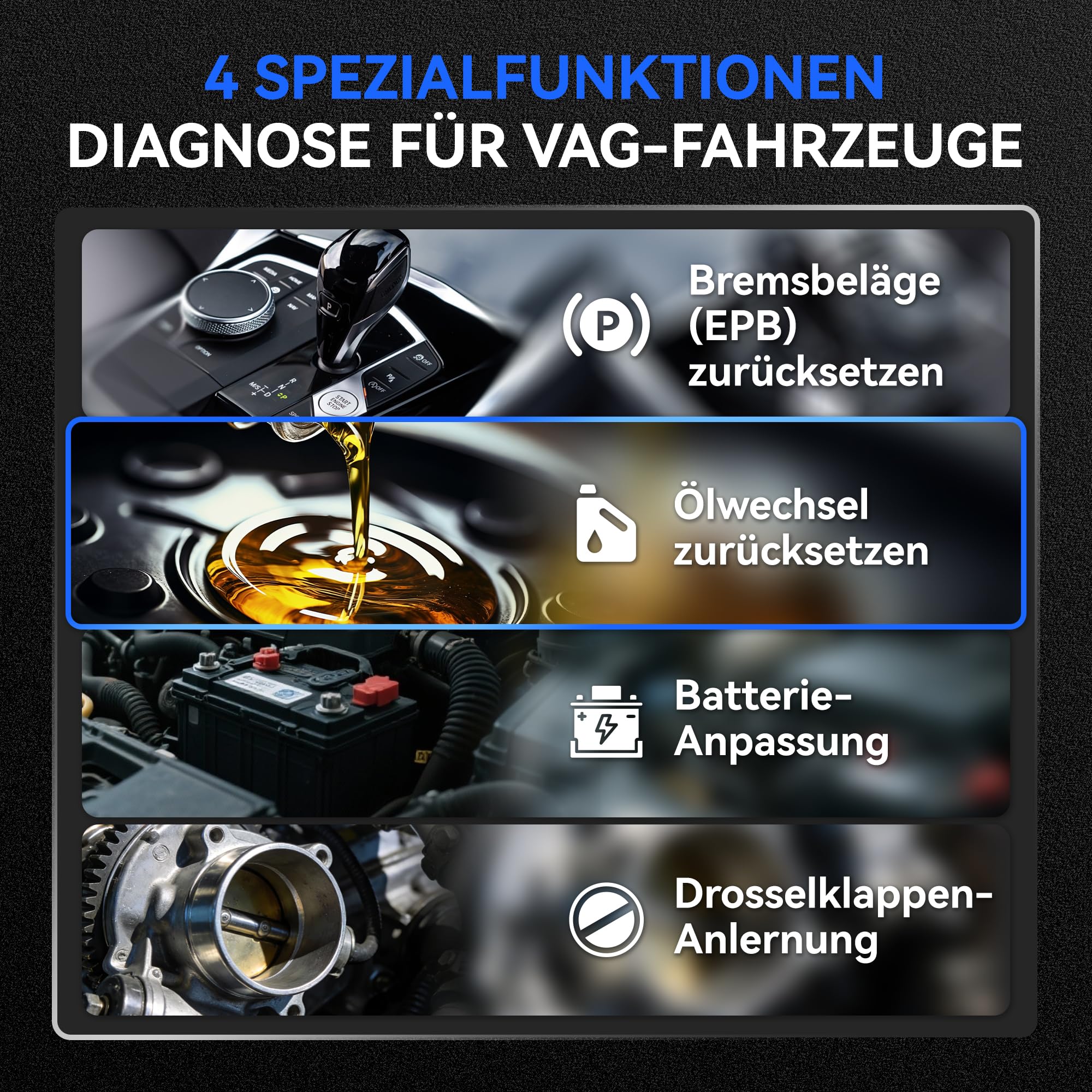 KONNWEI KW350 OBD2 Diagnosegerät für VW Audi Skoda Seat | Diagnosegerät Auto KFZ Fehlercode Auslesegerät mit ABS SRS BMS DKA EPB Öl Reset für VAG Fahrzeuge in Deutsch