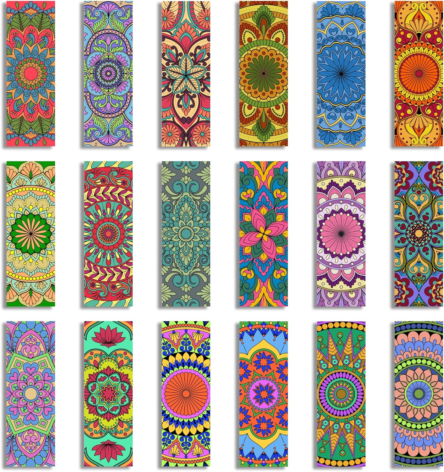 Set of 18 Handmade Mandala Bookmarks in Indian Colors