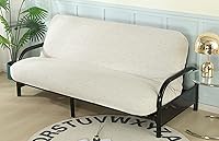 Vista 6 de OctoRose Funda de Futón de Lino Grueso con Cremallera de 3 Lados, Tamaño Completo, Camel, Funda de Sofá, Cama de Día, Protector de Colchón