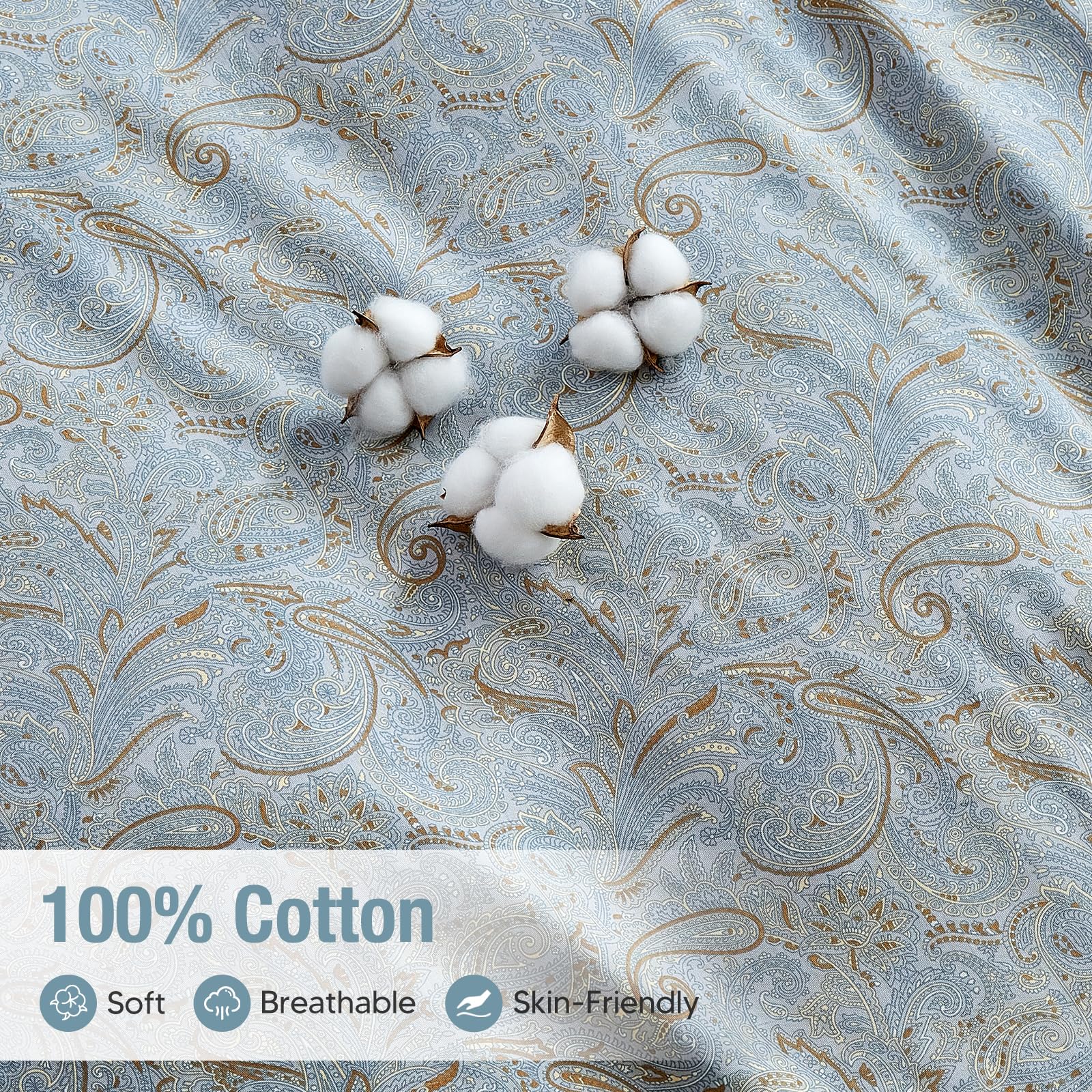 Lekesky 100% Cotton Double Duvet Cover Set Grey Bohemian Bedding, 200 Threadt Count Cotton Duvet Cover Sets (1x Quilt Cover - Image 4
