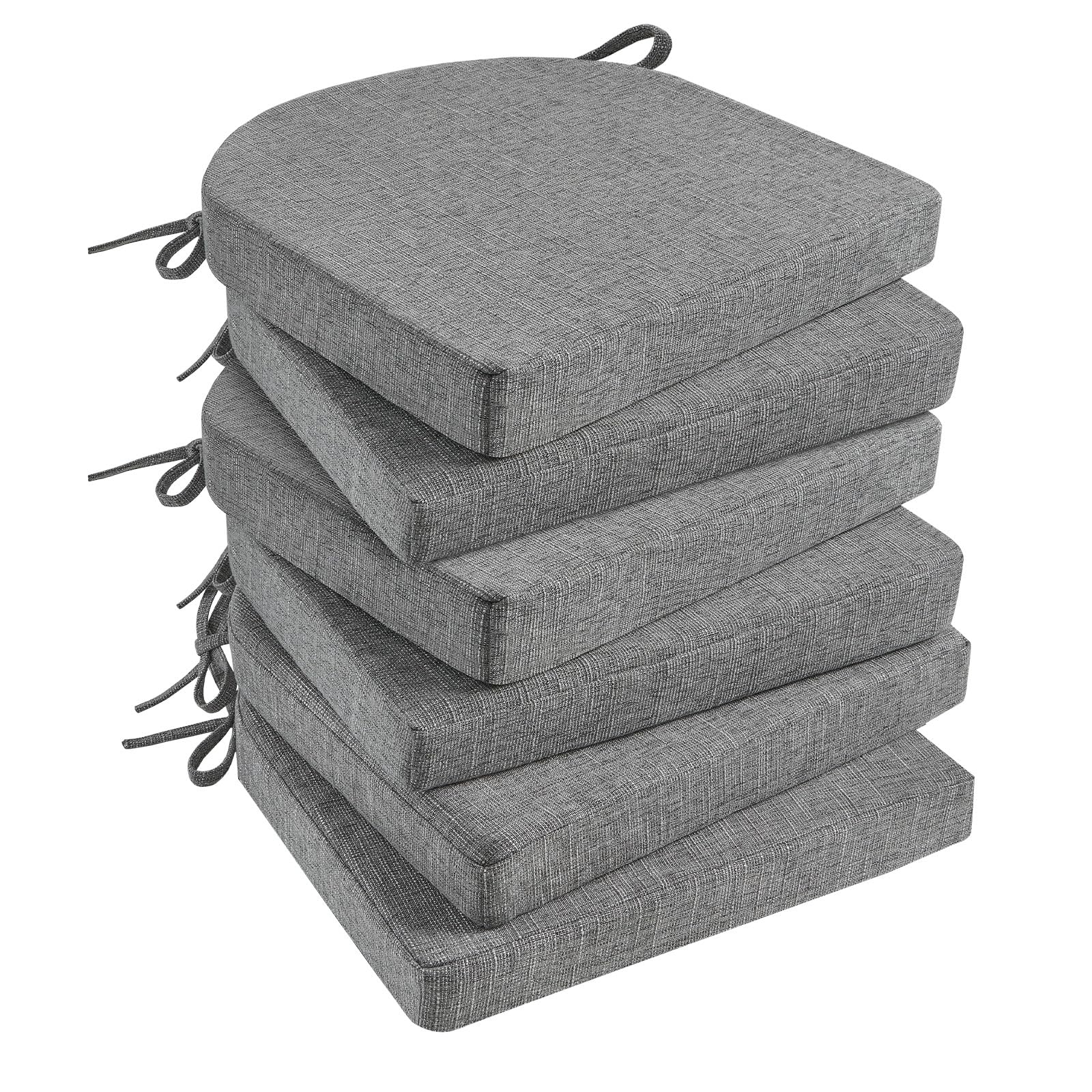 Basic Beyond Chair Cushions for Dining Chairs 6 Pack, Kitchen Chair Cushions with Ties and Non Slip Backing, 16 x 16 inches Chair Pads for Dining