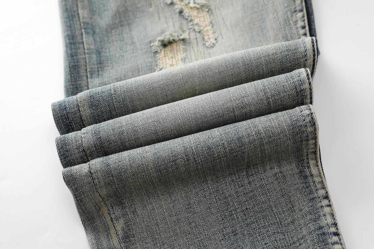 Men's Stretch Ripped Jeans Distressed Slim Fit Straight Leg Fashion Denim Pants - Image 5