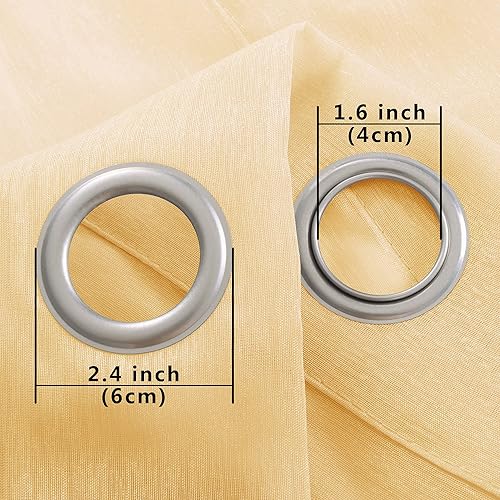 Miniatura 6 de KOUFALL - Cortinas translúcidas de imitación lino con ojales (2 paneles)