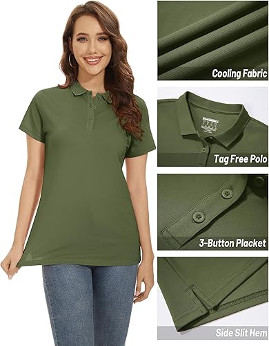 Miniatura 3 de TACVASEN Women's Polos Short Sleeve Shirts 3-Button Shirts Casual Collared Blouses Summer Tops Wicking Shirt Athletic Golf Polo Cooling Shirts