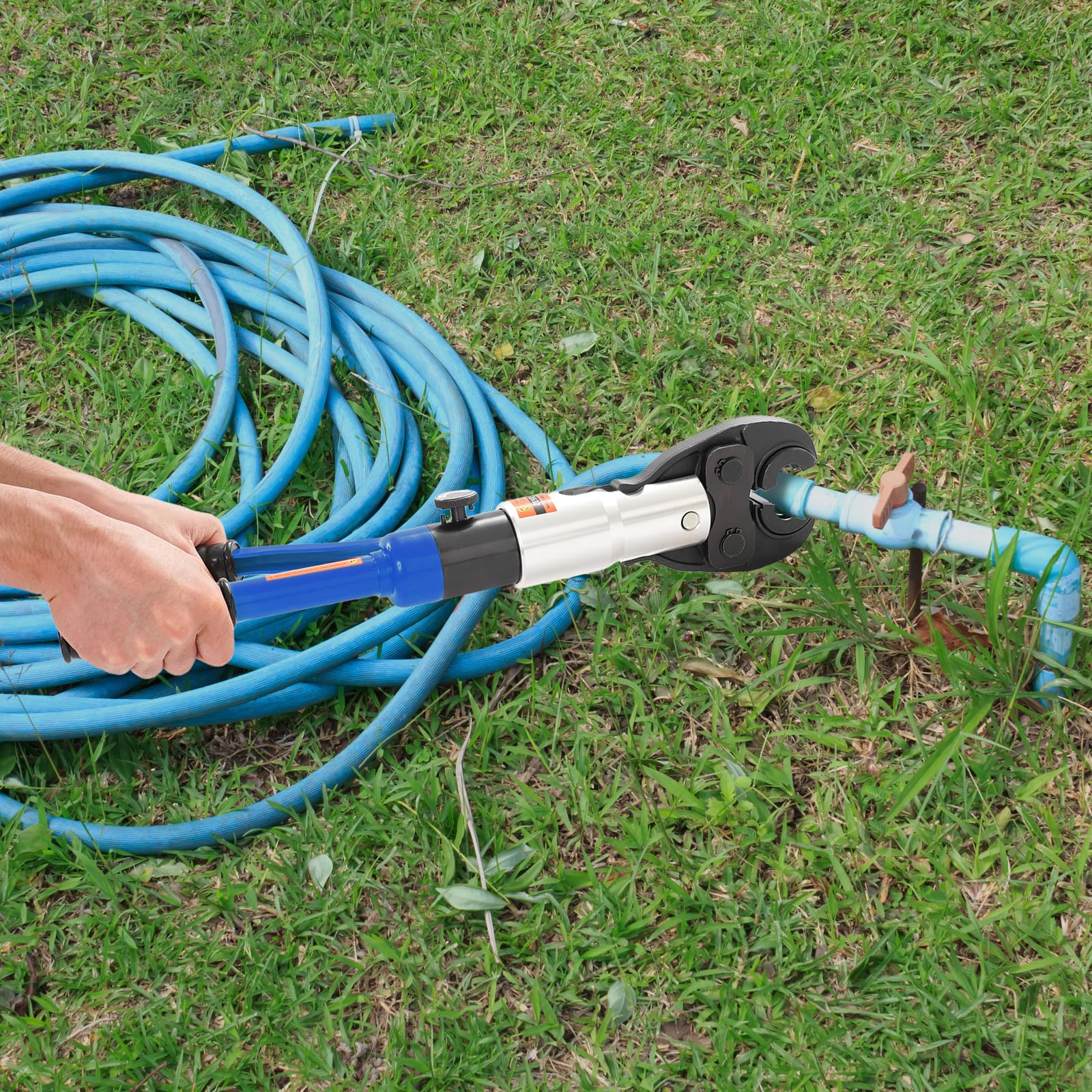 Alicates de prensa profesional con contorno U y TH, juego de herramientas de prensado con 8 matrices (16-32 mm) para tubos de aluminio, plástico PEX y PB, fuerza de presión de 10 toneladas