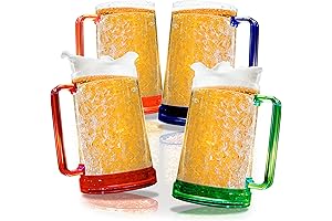 Beer Mugs with Gel Freezer: 16 oz Double Walled Beer Mugs with Handles