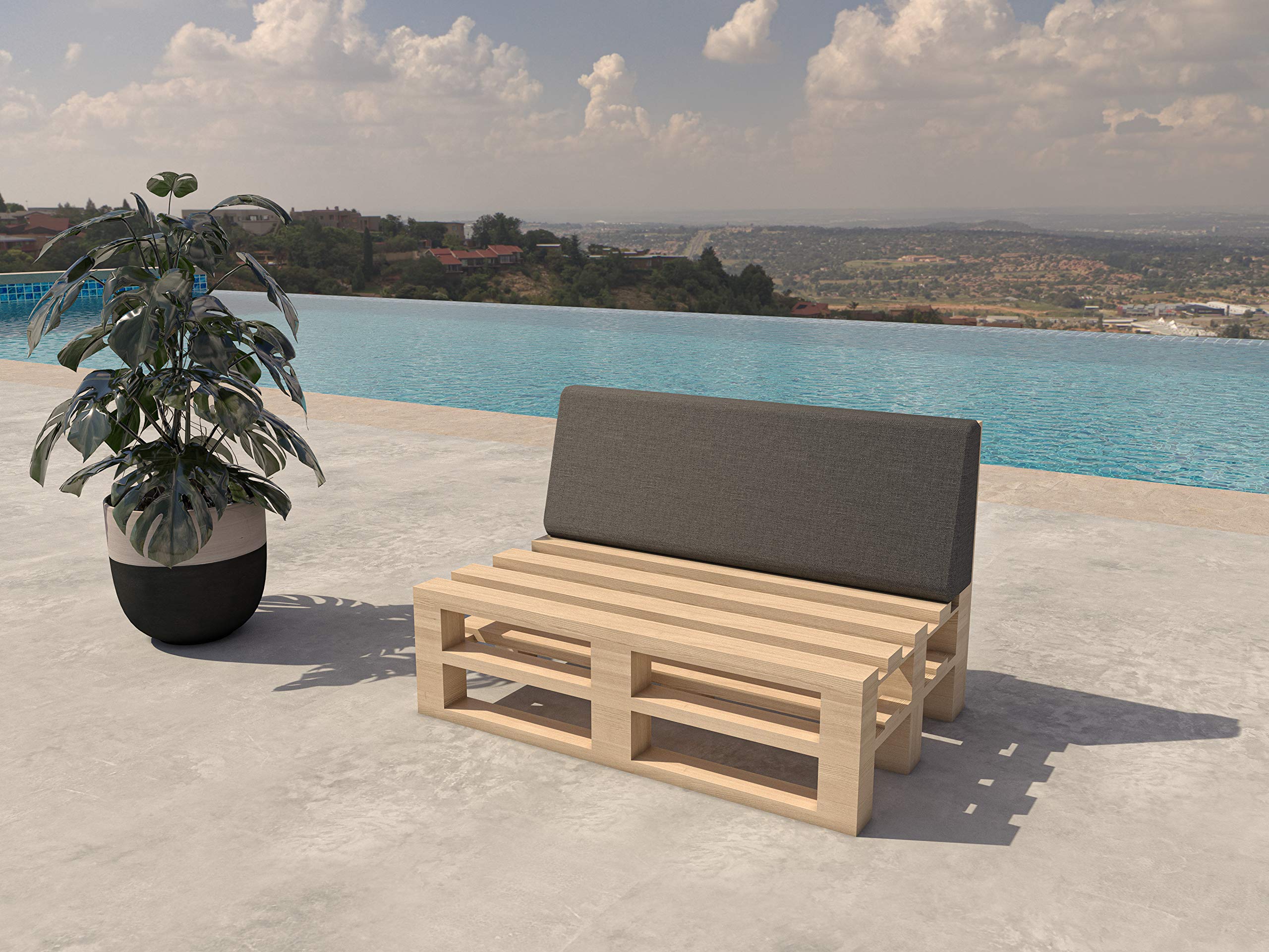 chilly pilley Palettenkissen Gartenkissen Palettenauflage Palettenpolster Indoor Outdoor Waschbar Abnehmbar Sitzkissen Rückenkissen (Rückenkissen 120x40x10/20, Grau)