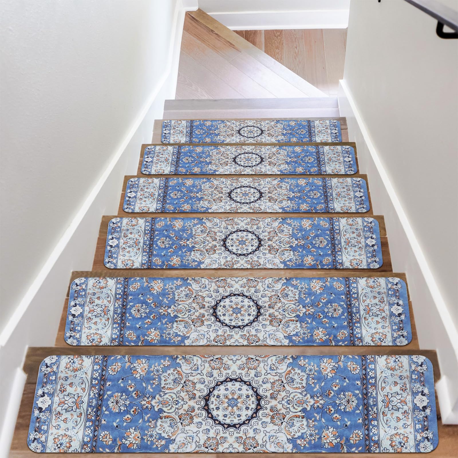 OJIA Super Non-Slip Stair Treads for Wooden Steps Set of 5 - 30"X8" Rubber Indoor Stair Runner Slip Resistant Stair Rugs Safety Mats for Dogs, Kids & Elders, Stairway Grip Carpet Step Treads