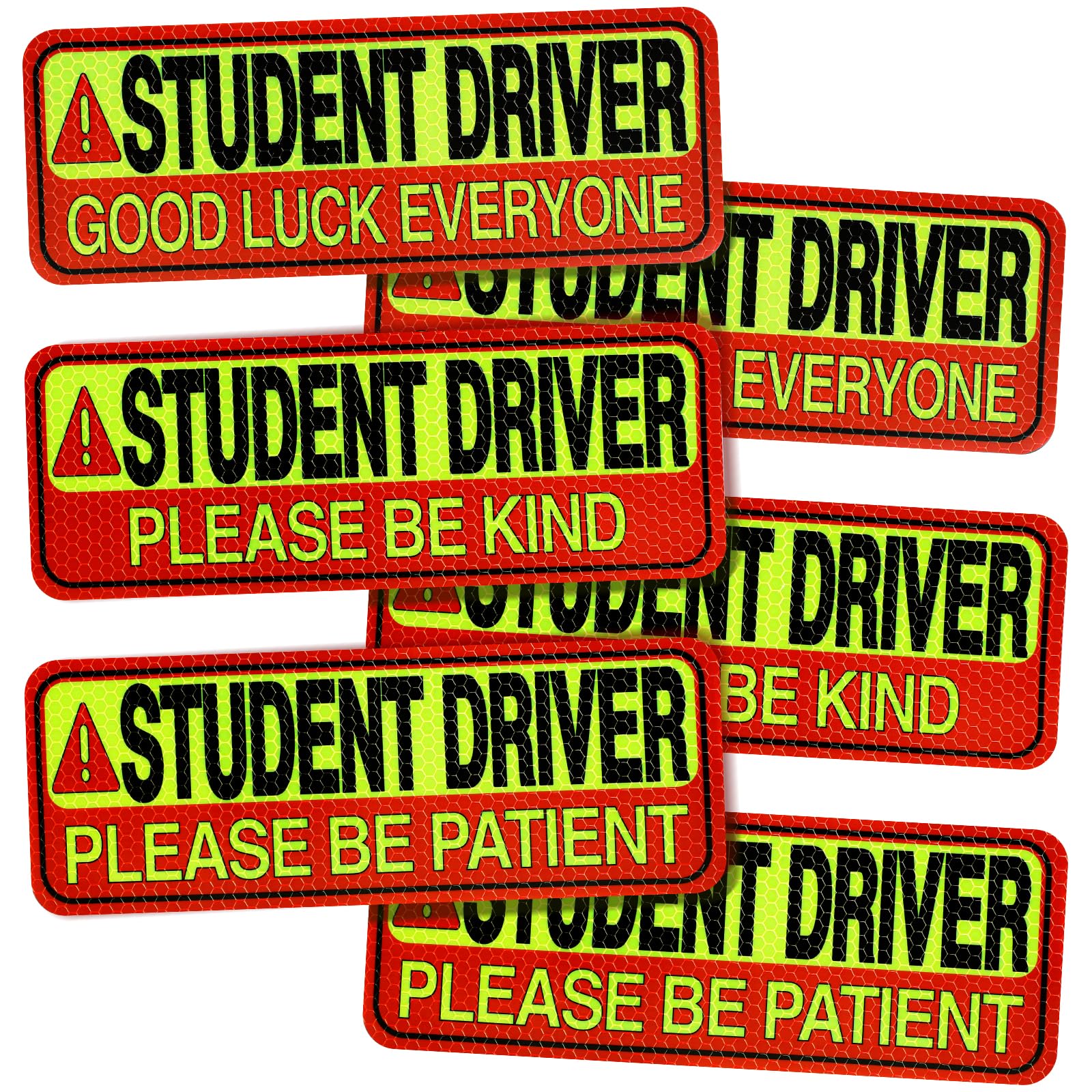 DIYMAG 6Pcs Student Driver Sticker Magnet for Car, Please Be Patient New Drivers Glow in Dark Accessories Magnetic Novice New Drivers Sticker Safety Warning Magnetic Vehicle Signs Reusable