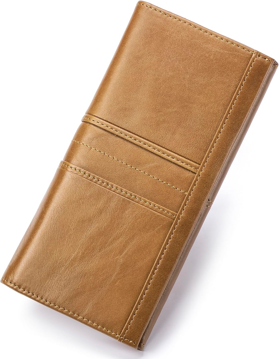 Slim Wallets for Women RFID Blocking Long Ladies Wallet Bifold Womens Leather Wallet with Coin Pocket ID Window, Brown