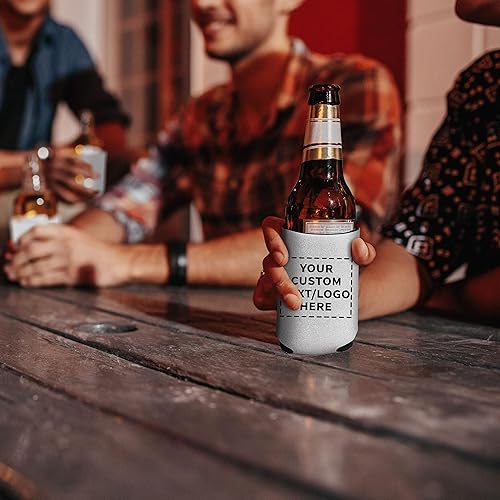 Miniatura 7 de DISCOUNT PROMOS Enfriadores de latas de cerveza plegables personalizados de 0.157 in, paquete a granel personalizado, ideal para cerveza, refrescos,