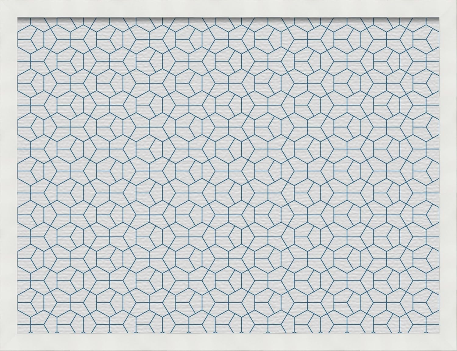 PinPix 24x18 inch Cork Bulletin Board. This Decorative Framed Pin Board Comes with Modeco Hex Navy Design and Satin White Frame. Ideal for Home, Office Decor or School (PinPix-1637)