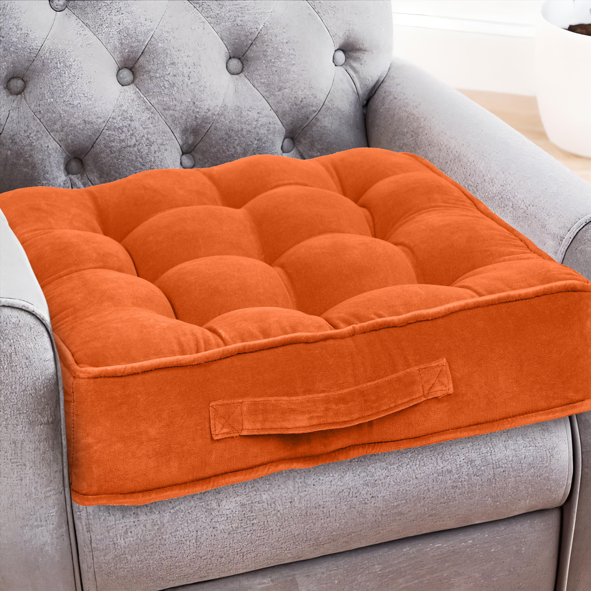 Casabella Booster Cushion-Armchair Booster Cushion Large Booster Seat Dining Chair 50x50+10cm Thick Floor Cushion, Pregnancy & Post-Operative Adults Chair Bolster Cushion Seat, Car Seat Sofa-Terracota