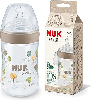 for Nature Baby Bottle | Medium Teat | 260 ml | Breast-Like Ant-Colic Silicone Teat | Temperature Control | Sustainable, BPA-Free Materials | Beige