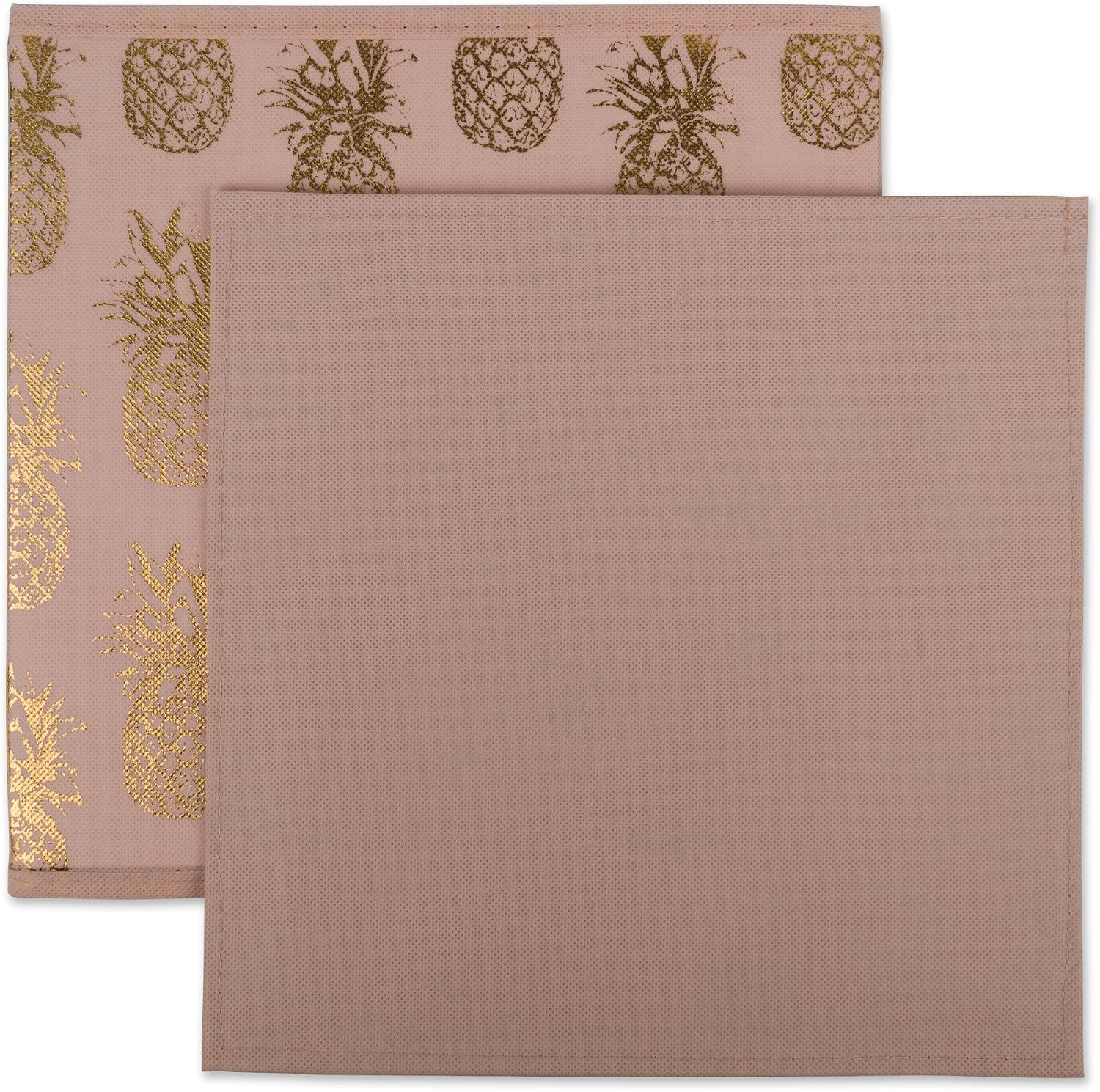 DII Non-Woven Fabric Storage Bins With Removable Bottom, Large (2), Pink/Gold, 2 Piece