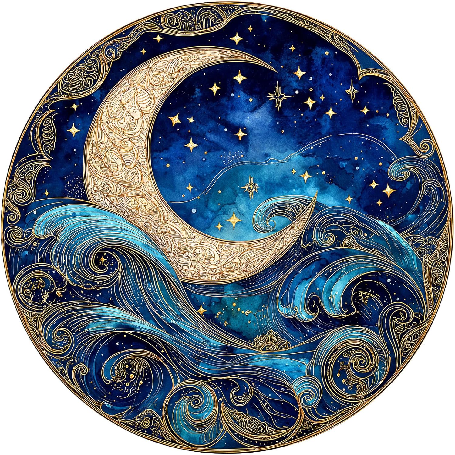 1000 Piece Puzzle for Adults - Waves Stars and Moon Jigsaw Puzzles - Impossible Hard Difficult Challenging Jigsaw Puzzle -Brain Teaser Adult Puzzles - Christmas Birthday Gifts for Women/Men