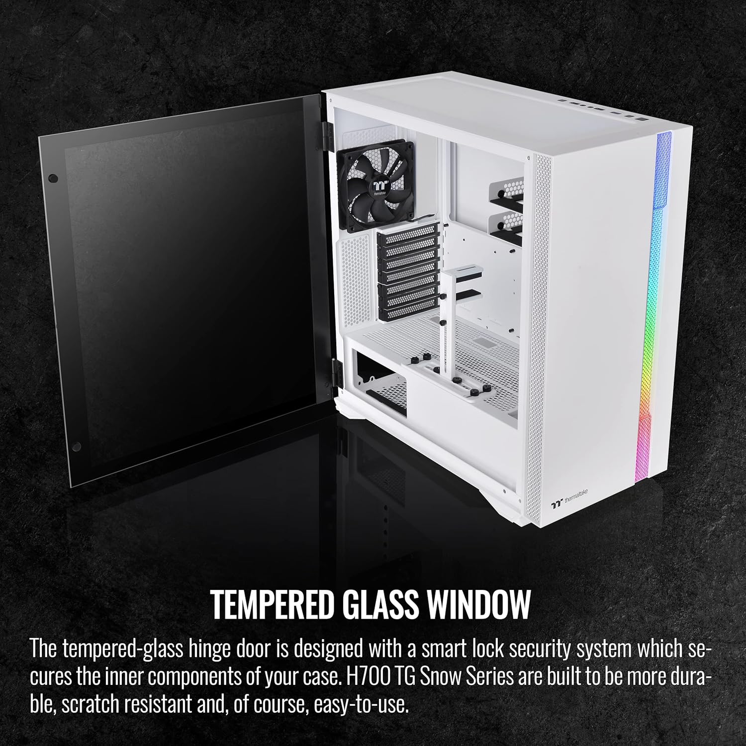Thermaltake H700 TG Snow Mid Tower ARGB Tempered Glass Computer Case Chassis CA-1Y1-00M6WN-00
