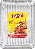 Glad Disposable Aluminum Cookie Sheets - 12 Pack 16x11 Inch Textured Baking Pans for Cookies, Roasting Veggies & Fish - Easy Release, No Cleanup