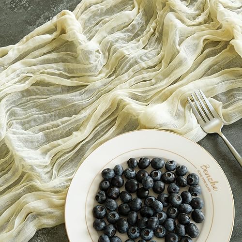 Miniatura 5 de Paquete de 12 caminos de mesa de gasa rústica de 10 pies para bodas, fiestas, despedidas de soltera, baby shower, cumpleaños, recepción, fiestas,