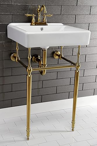 Miniatura 5 de Kingston Brass KVPB2018W47 Fregadero de consola eduardiana, latón cepillado 20 x 18 x 33.56