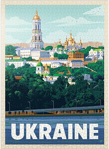 MyPuzzle Ukraine: Kiev, póster vintage, rompecabezas de 1000 piezas para adultos