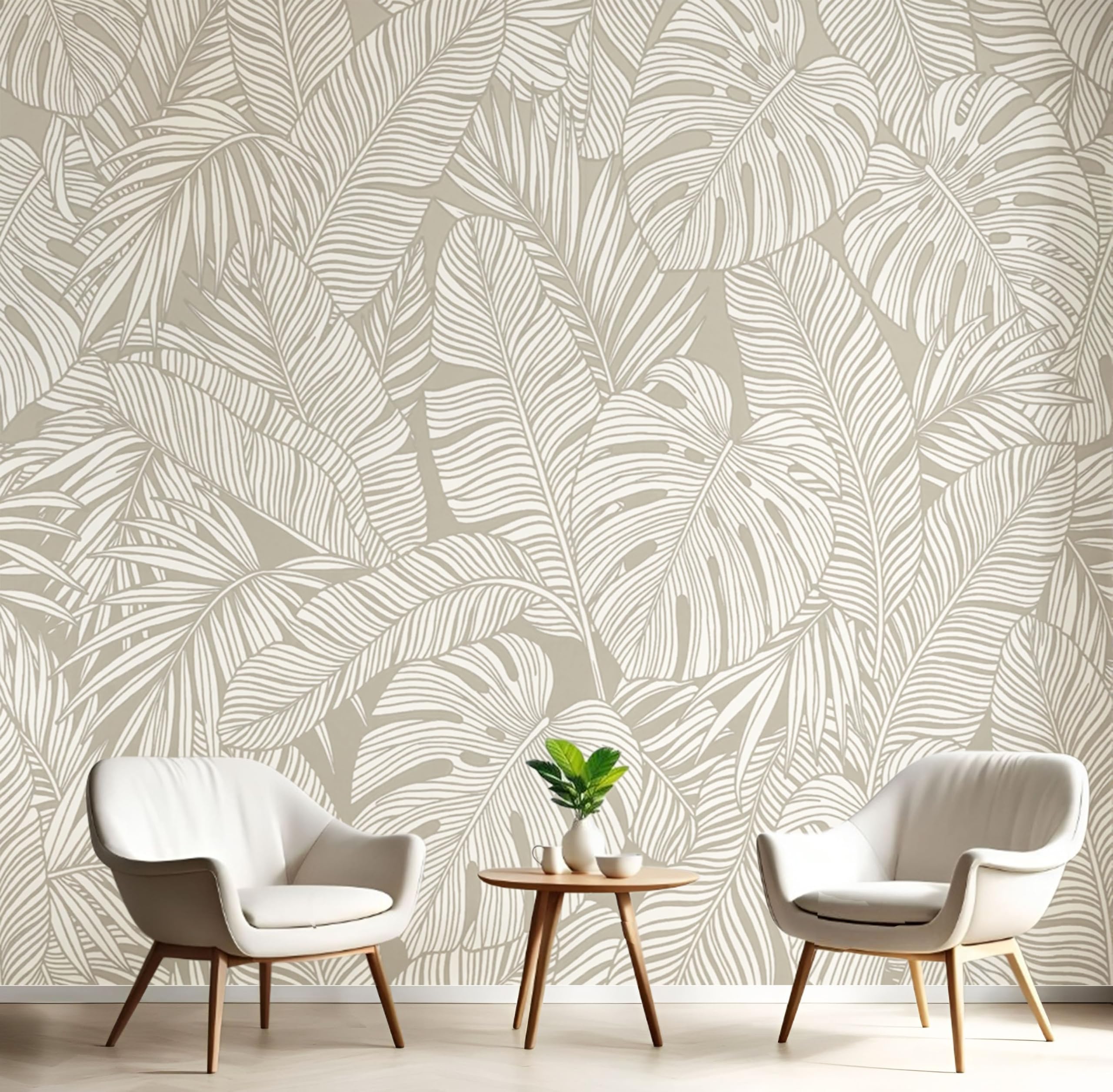 Papier peint plantes tropicales pour créer un fond de meuble TV apaisant dans le salon