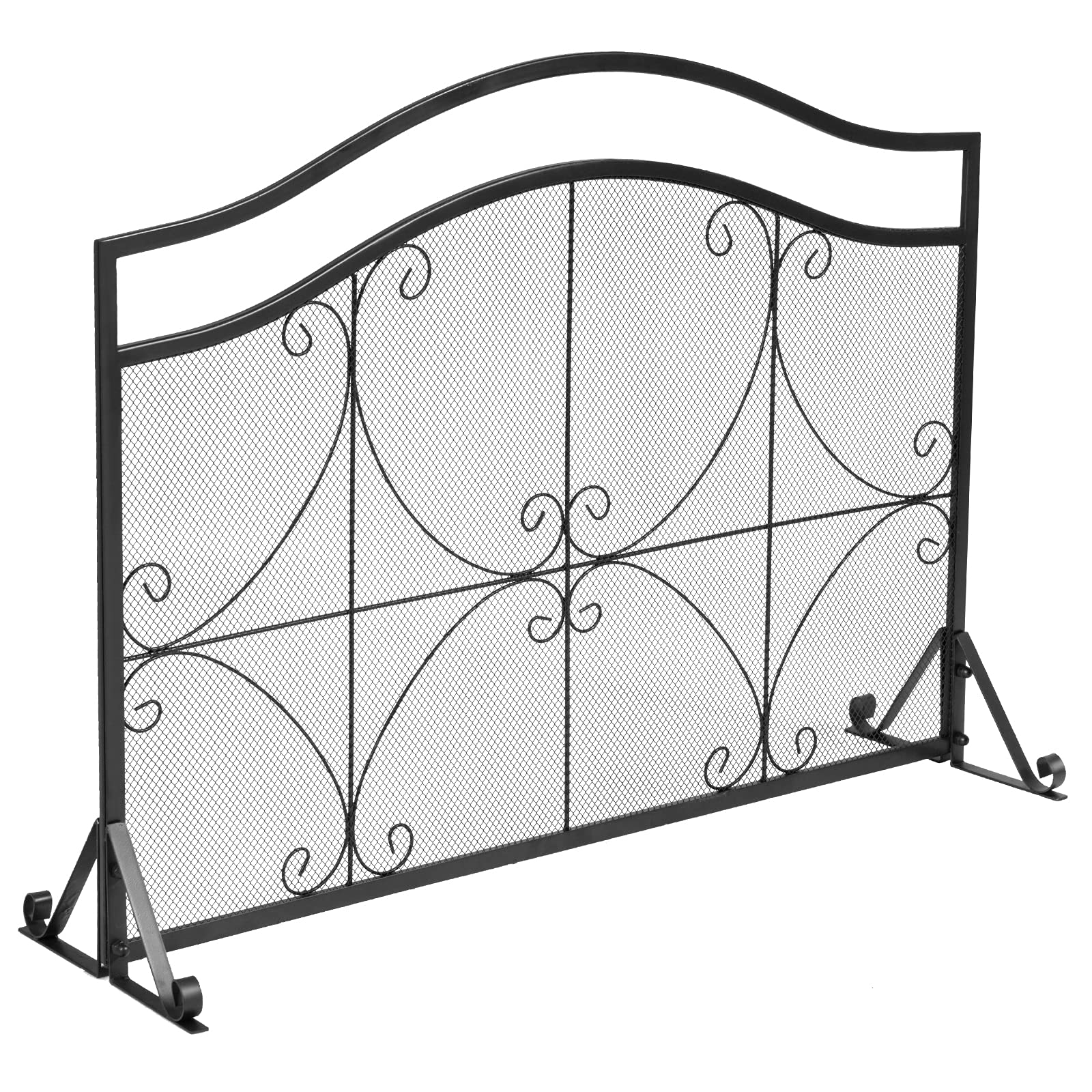 GOPLUS Écran de Cheminée pour Isolation des Étincelles et Cendres, Pare-Feu de Cheminée, Panneau Protection Cheminée Décoratif, pour Salon, Chambre, 113 x 34 x 84 cm, Noir
