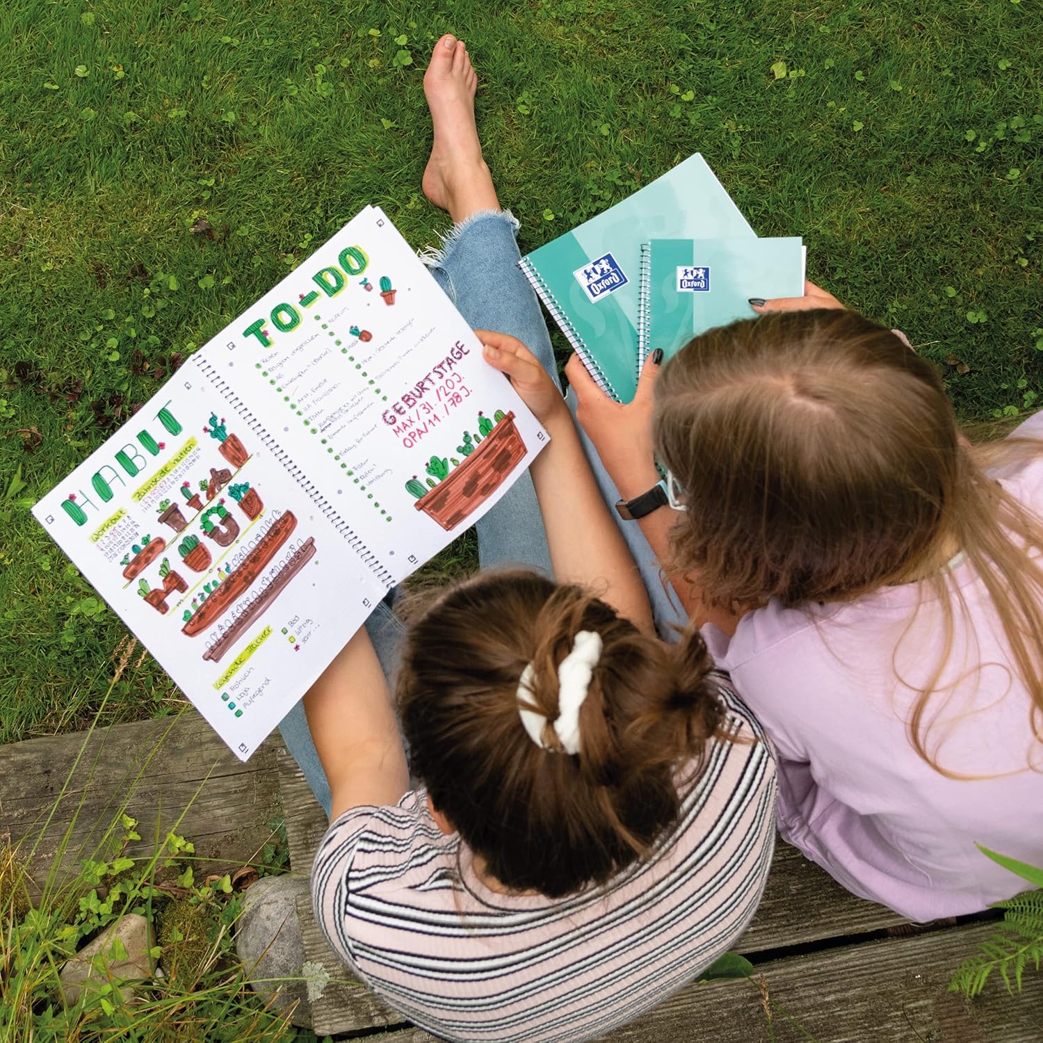 Oxford College Notepad School A4 Squared with Double Margin 80 Sheets Ruler Point Checked Pack of 10 Teal