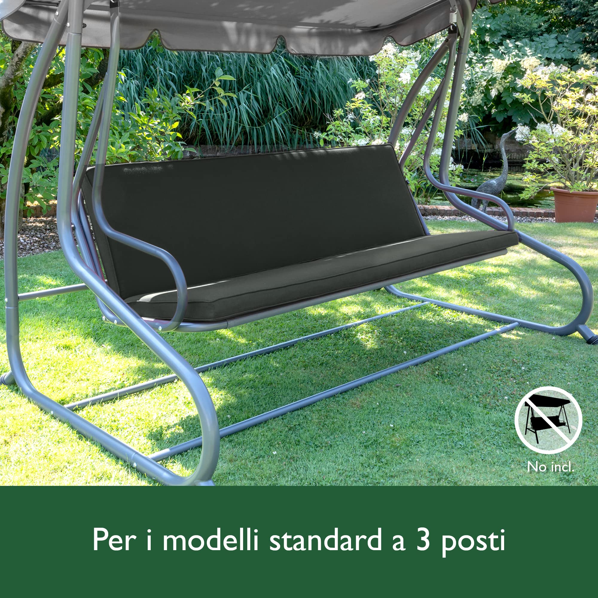 Beautissu Cuscini per Dondoli e Altalene da Giardino & Balcone 180x50 cm – Set di 2 cuscini per la seduta e lo schienale – Cuscini Dondolo Lavabile Seduta con Cerniera Antracite – Loft HS
