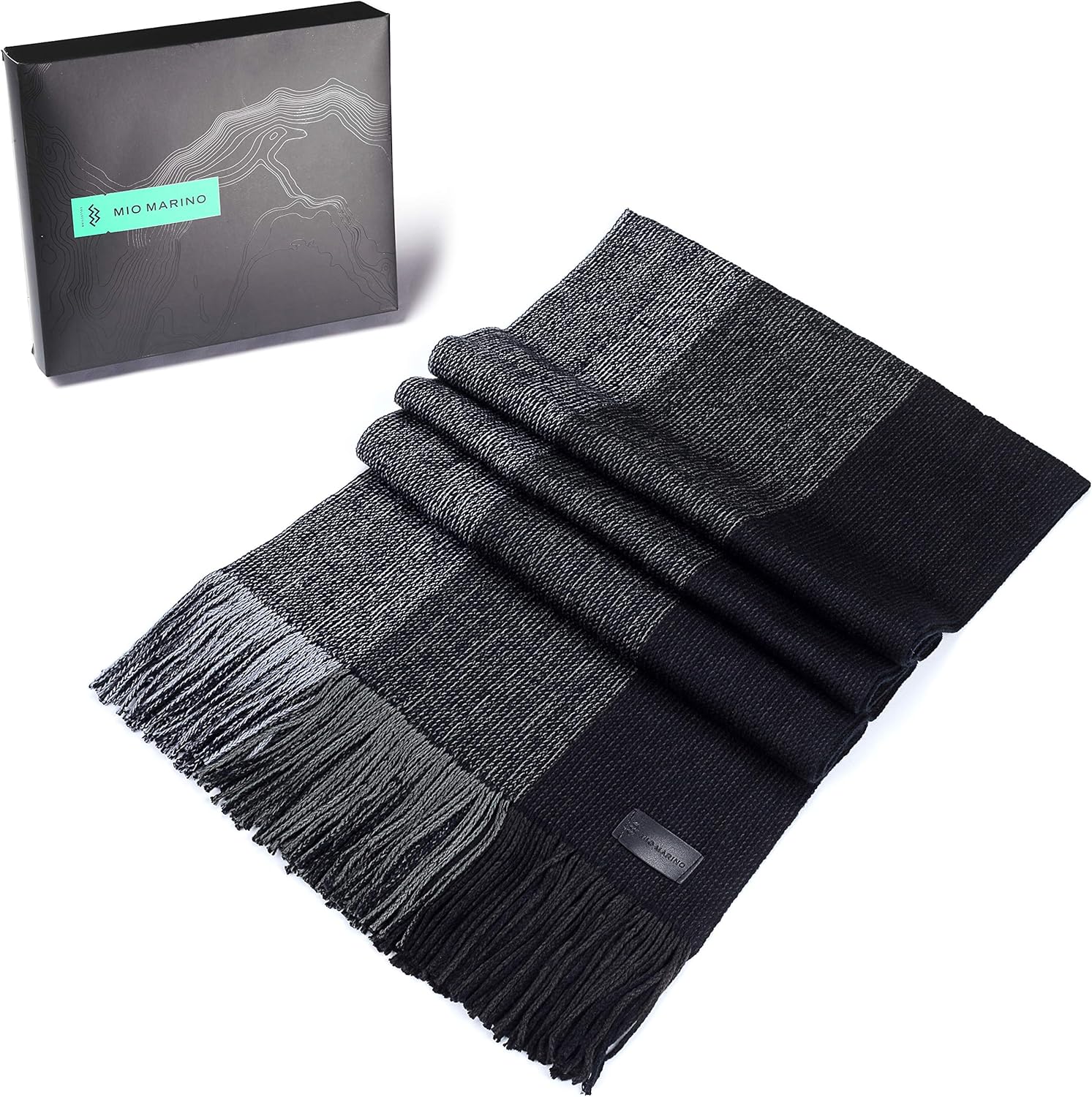 Marino Avenue Mens Scarf, Knit Striped Scarf, Long Winter Mens Scarves In An Elegant Gift Box - Image 3