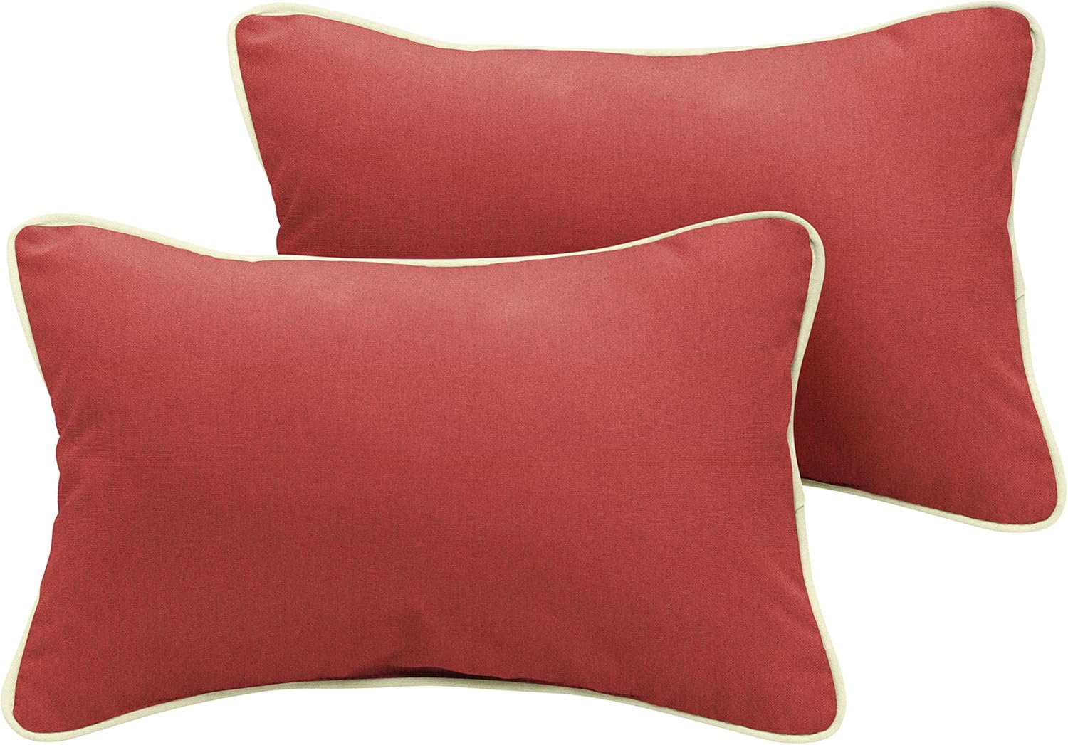 Mozaic Company Sunbrella Indoor/ Outdoor 18 x 12 Corded Lumbar Pillows, Canvas Henna and Canvas Natural, Set of 2