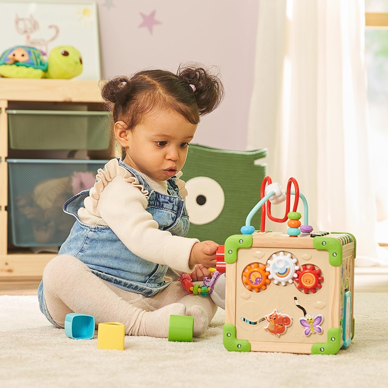 VTech Interactive Wooden Play Cube - Interactive Play Cube with FSC® Certified Wood - with Various Elements, Songs and Music - for Children Aged 12-36 Months