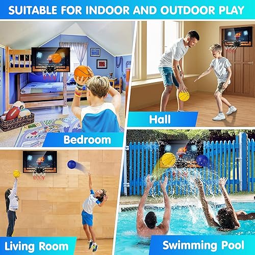 Vista 6 de Indoor Basketball Hoop Boys Gifts for Teens and Adults Door Room Basketball Hoop Mini Hoop with Electronic Scoreboard, 3 Balls and