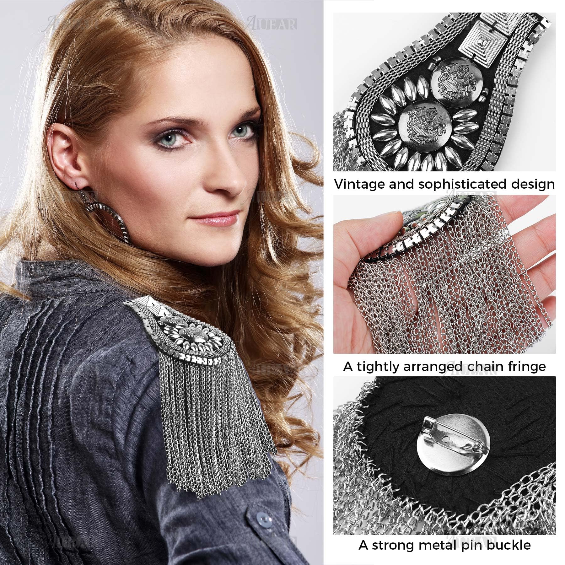 Spalline Punk Con Nappa E Rivetti - Decorazione Staccabile Per Giacche E Cappotti - Foto 2