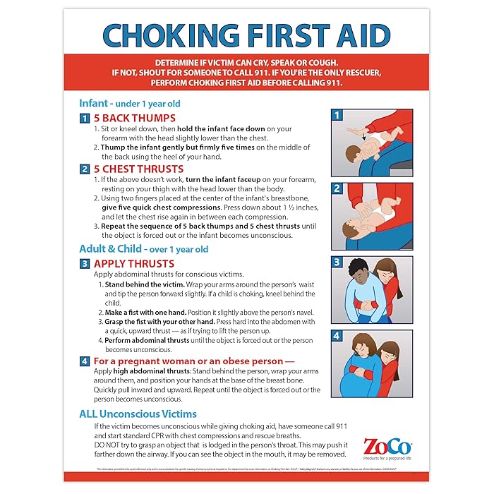 Buy First Aid Choking Poster Choking Poster Laminated Choking Victim Poster Heimlich