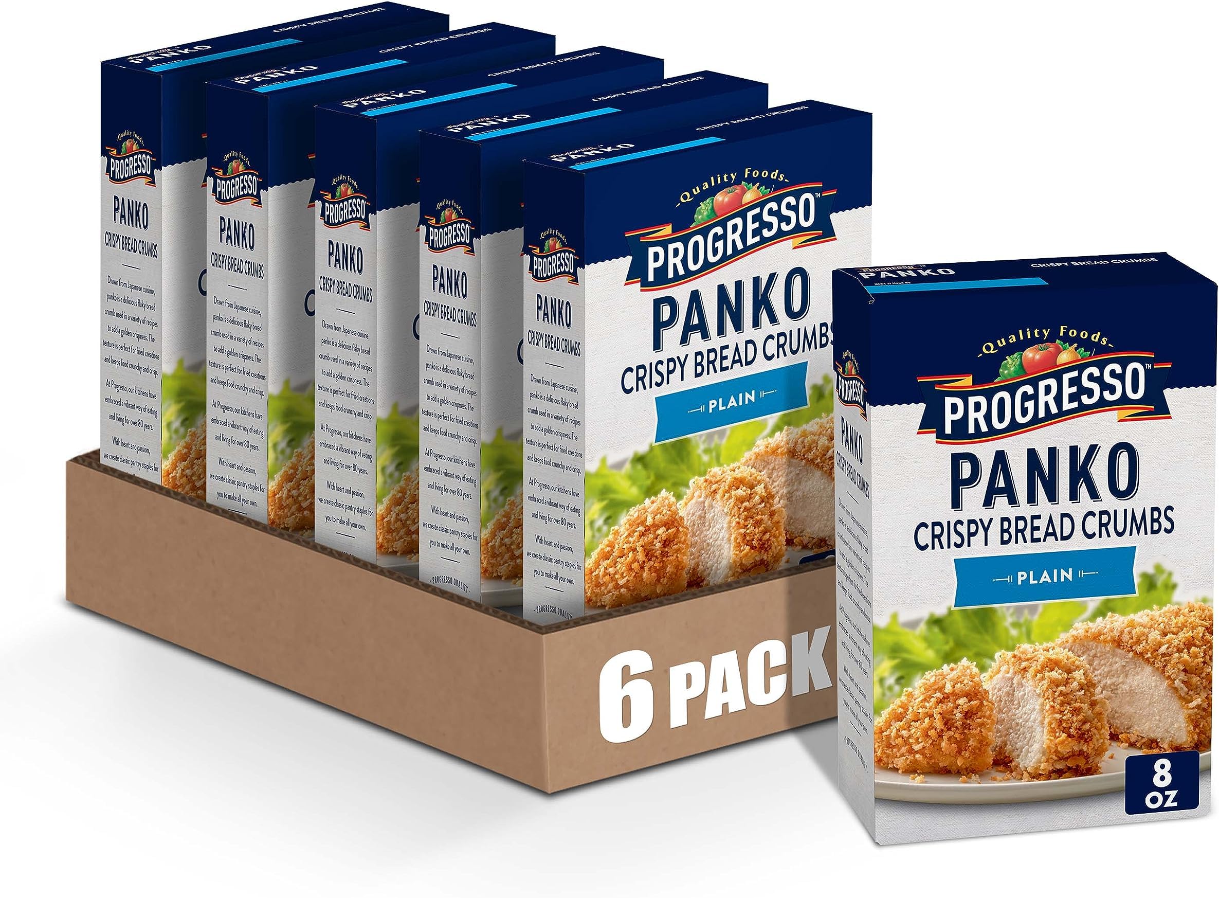Progresso Panko Crispy Bread Crumbs, Plain, Cooking Ingredient, 8 oz (Pack of 6)