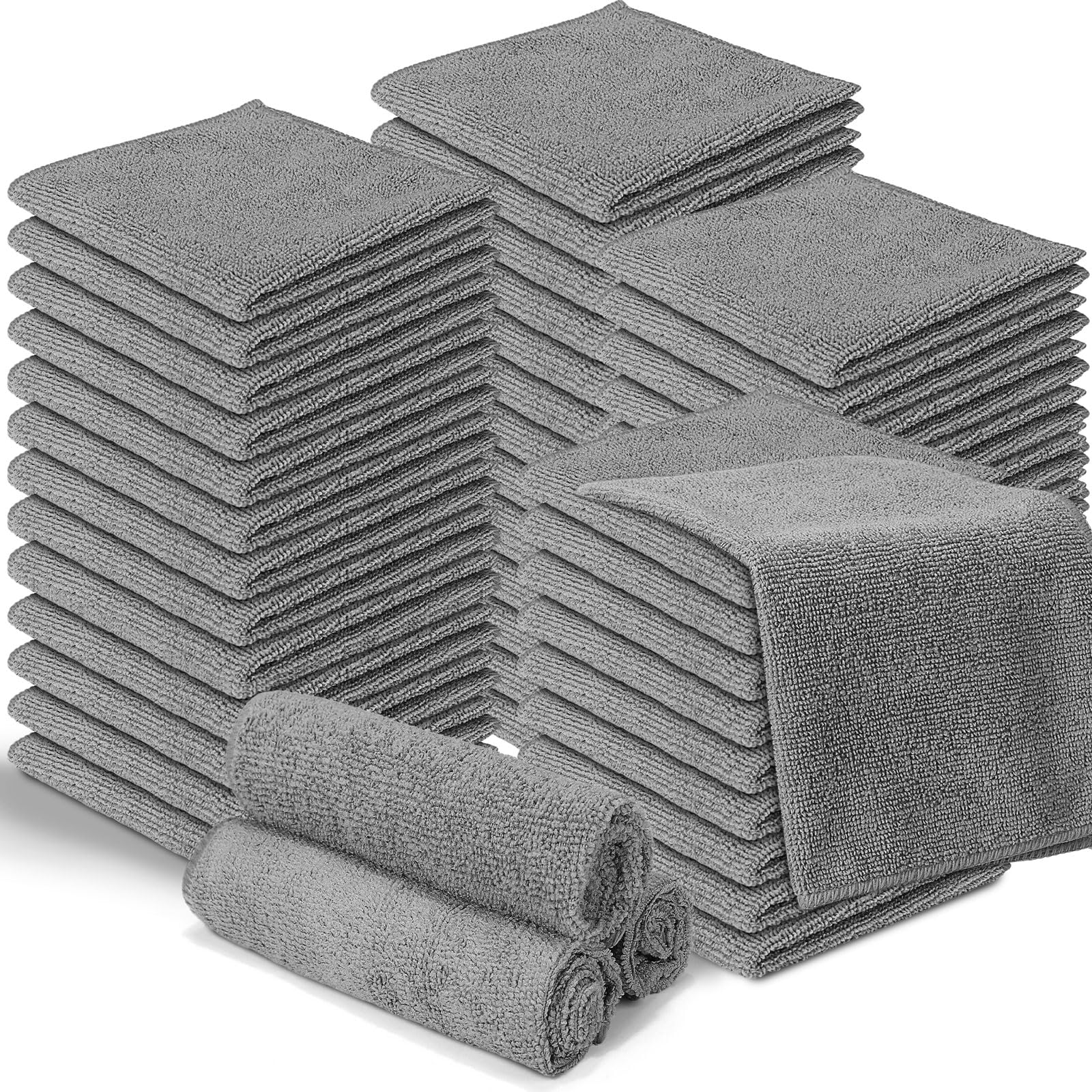 Macarrie 200 paños de limpieza de microfibra, toallas de microfibra absorbentes a granel, reutilizables, sin pelusas, sin rayas, para casa, cocina, oficina, restaurantes, bar, tienda, coche, 12 x 12