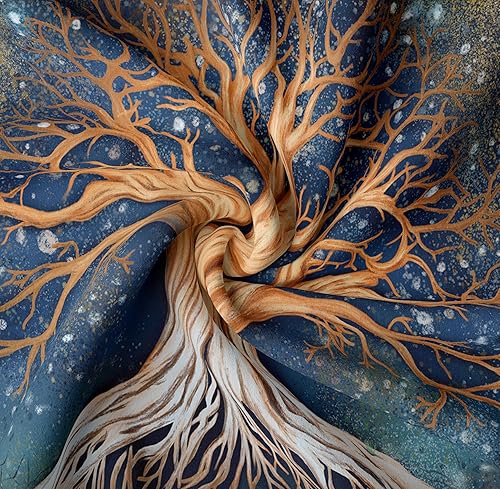 Miniatura 3 de Tapzen Tapiz de árbol de la vida con diseño de estrella para dormitorio, diseño de bosque natural, para colgar en la pared, galaxia hippie, bohemio,