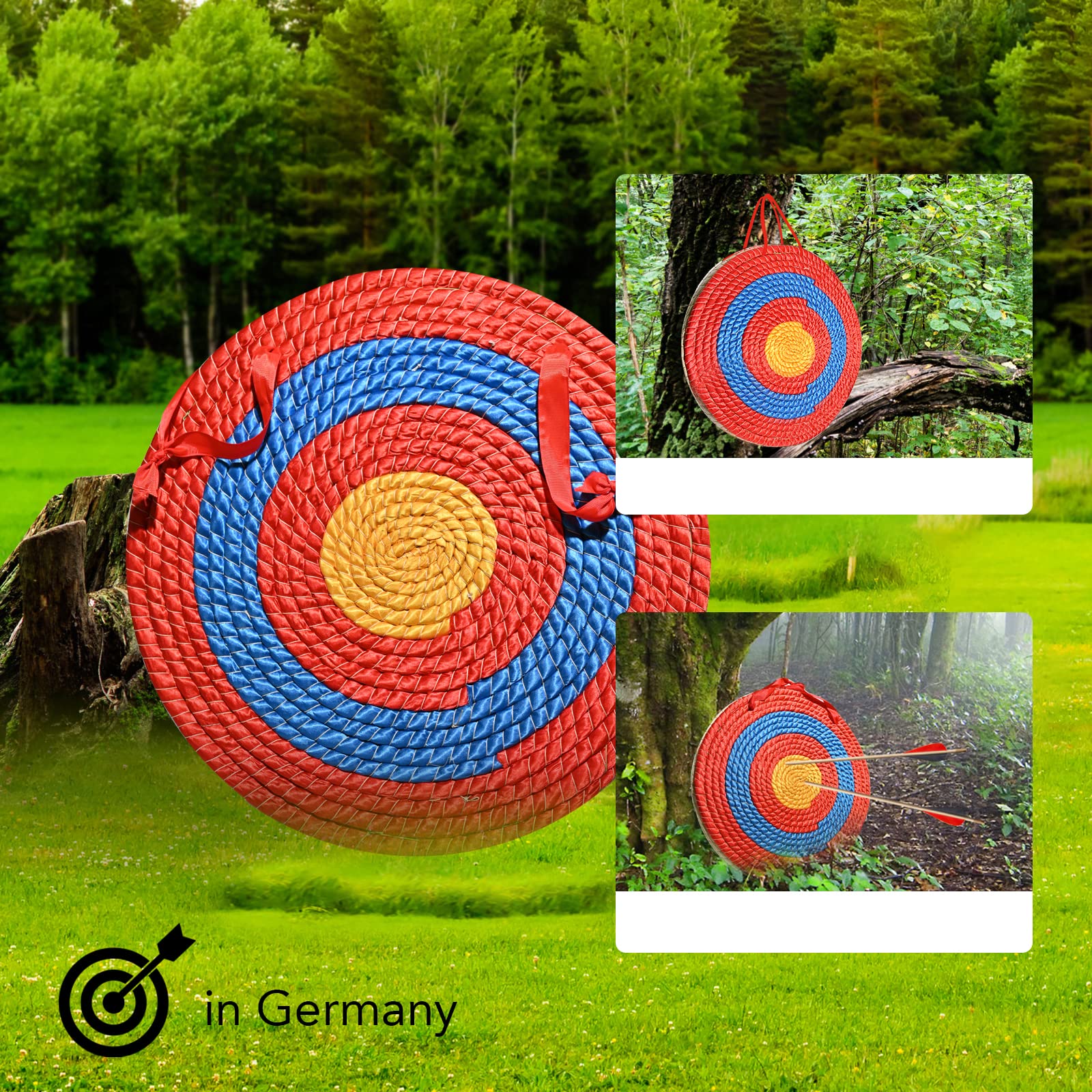 Cible de tir à l'arc et sports d'arme, cible de paille Archery Target pour adulte (diamètre 50 cm, épaisseur 3 couches, 6 cm)