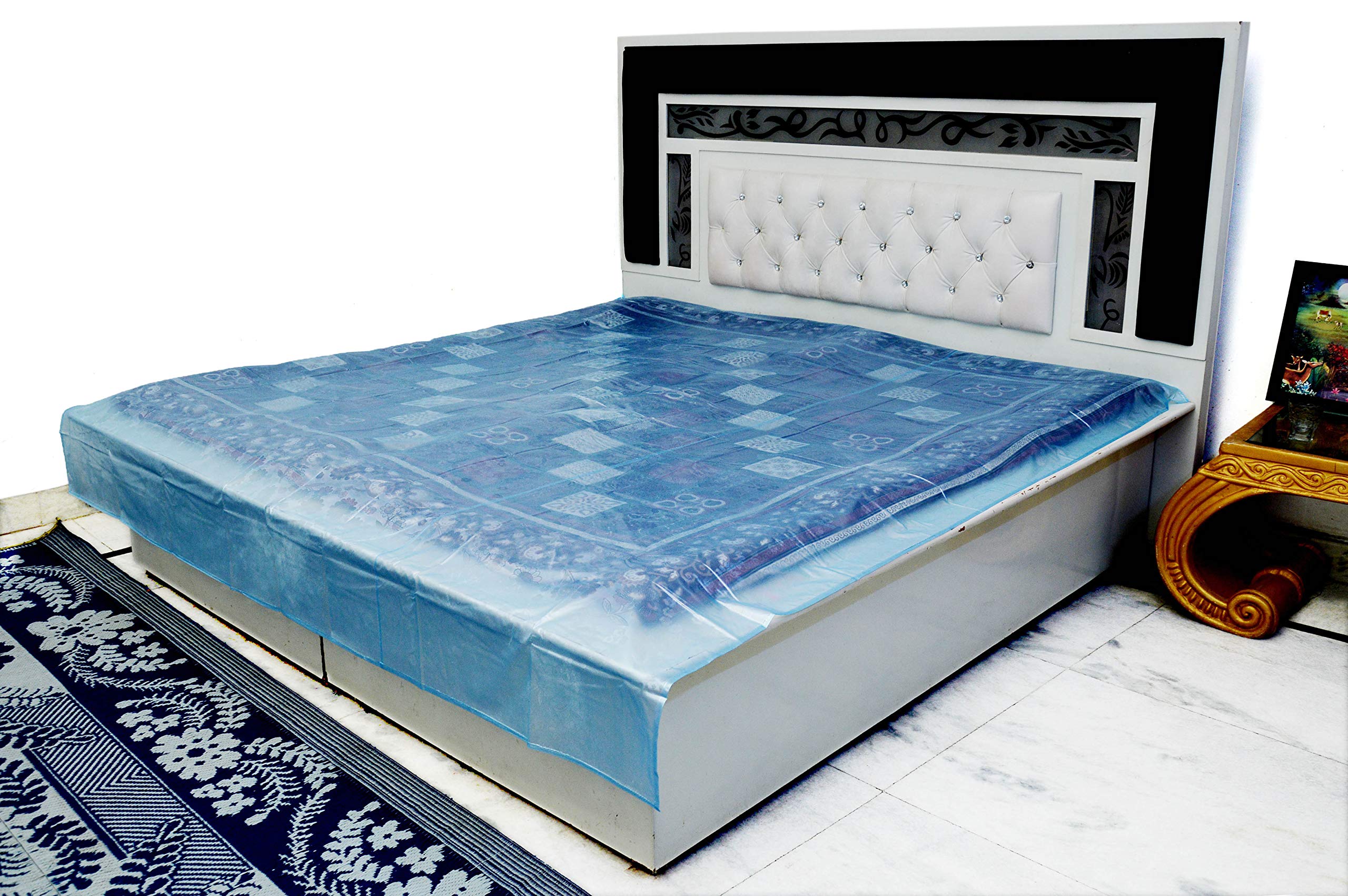 Sharma Clothing Baby Waterproof Double Bed King Size PVC Sheet/Baby-Adult Waterproof Protection Sheet for Mattress (7 5 X 6 5 Feet,Sky Blue King Size)