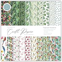 Vista 1 de Craft Consortium Bloc de papel de doble cara de 12 x 12 pulgadas, paquete de 30 unidades, paraíso tropical, 20 diseños, multicolor