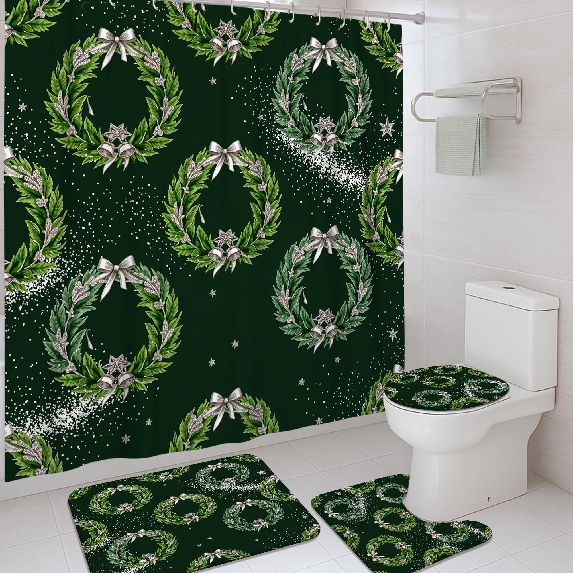 Ensemble de rideaux de douche haut de gamme au motif étoile Noël