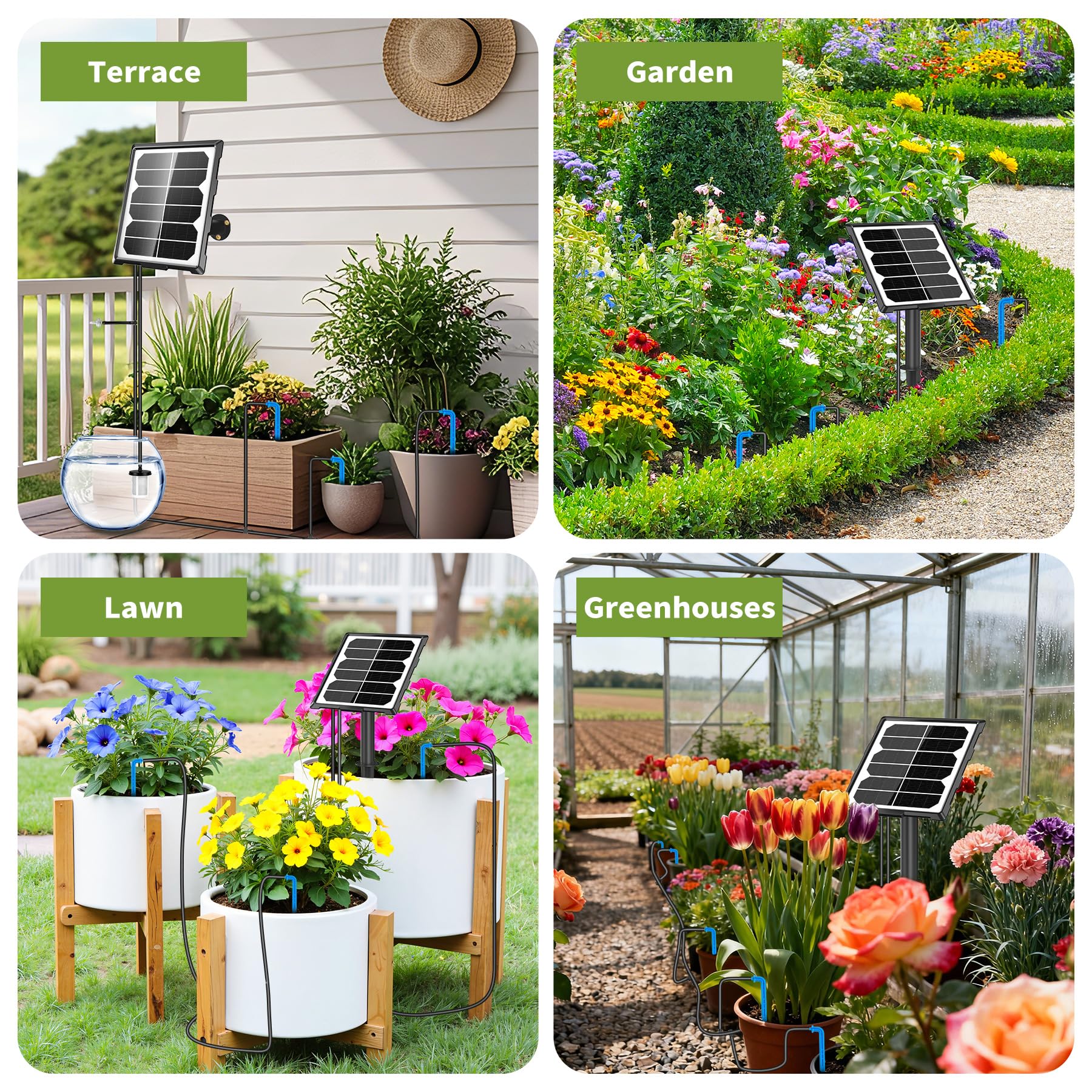 Forever Speed Arrosage Automatique Solaire pour Jardin avec Capteur D'eau, Kits D'arrosage Automatiques Goutte à Goutte 6 Modes + 15M Tuyau pour Jardin, Balcon, Plantes