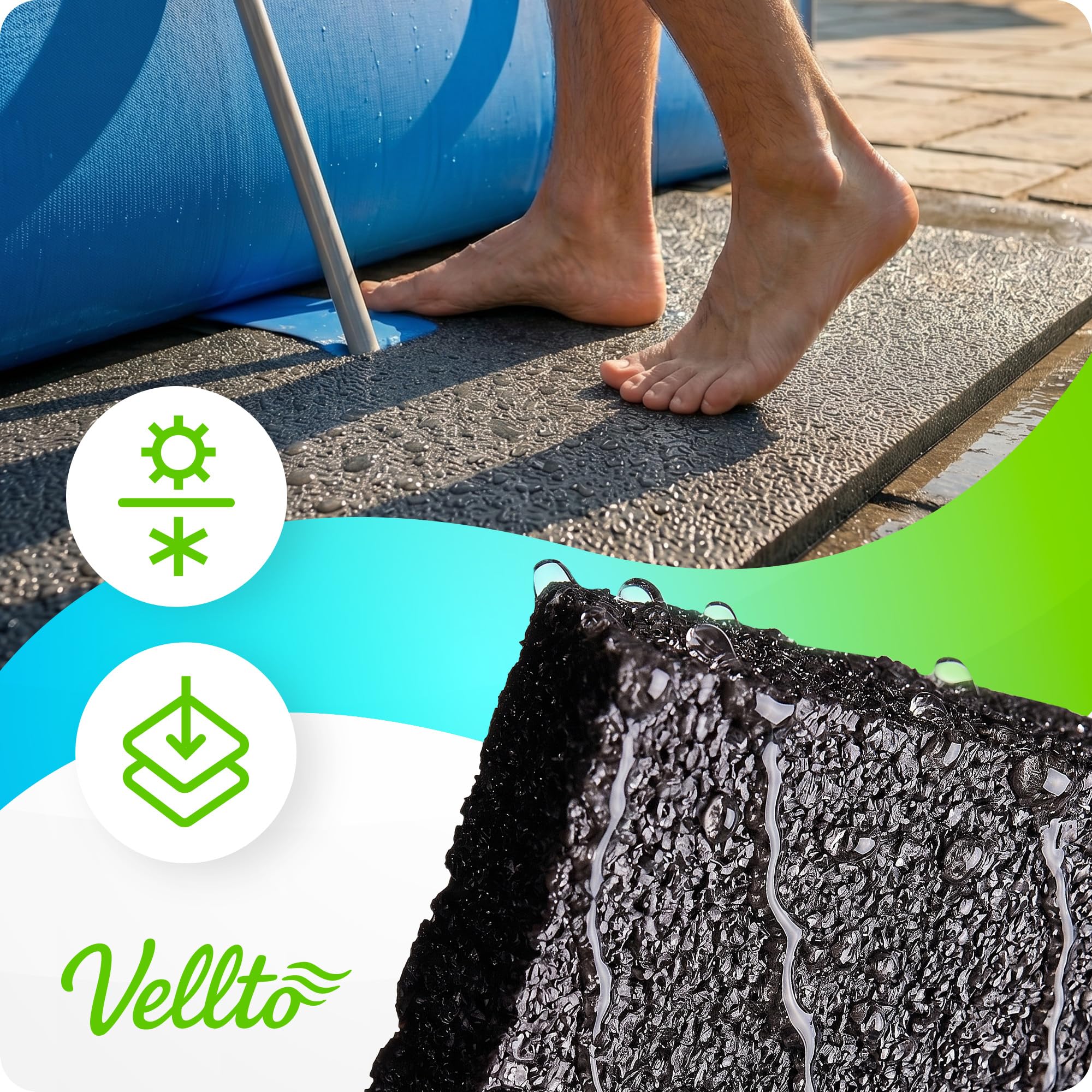 Tapis De Piscine 10 mm 10 m sous-Couche Protection Sol Imperméable Réutilisable Épais Mousse Polyéthylène Revêtement Bassin Hors-Sol Confort Sécurité Durable Résistant