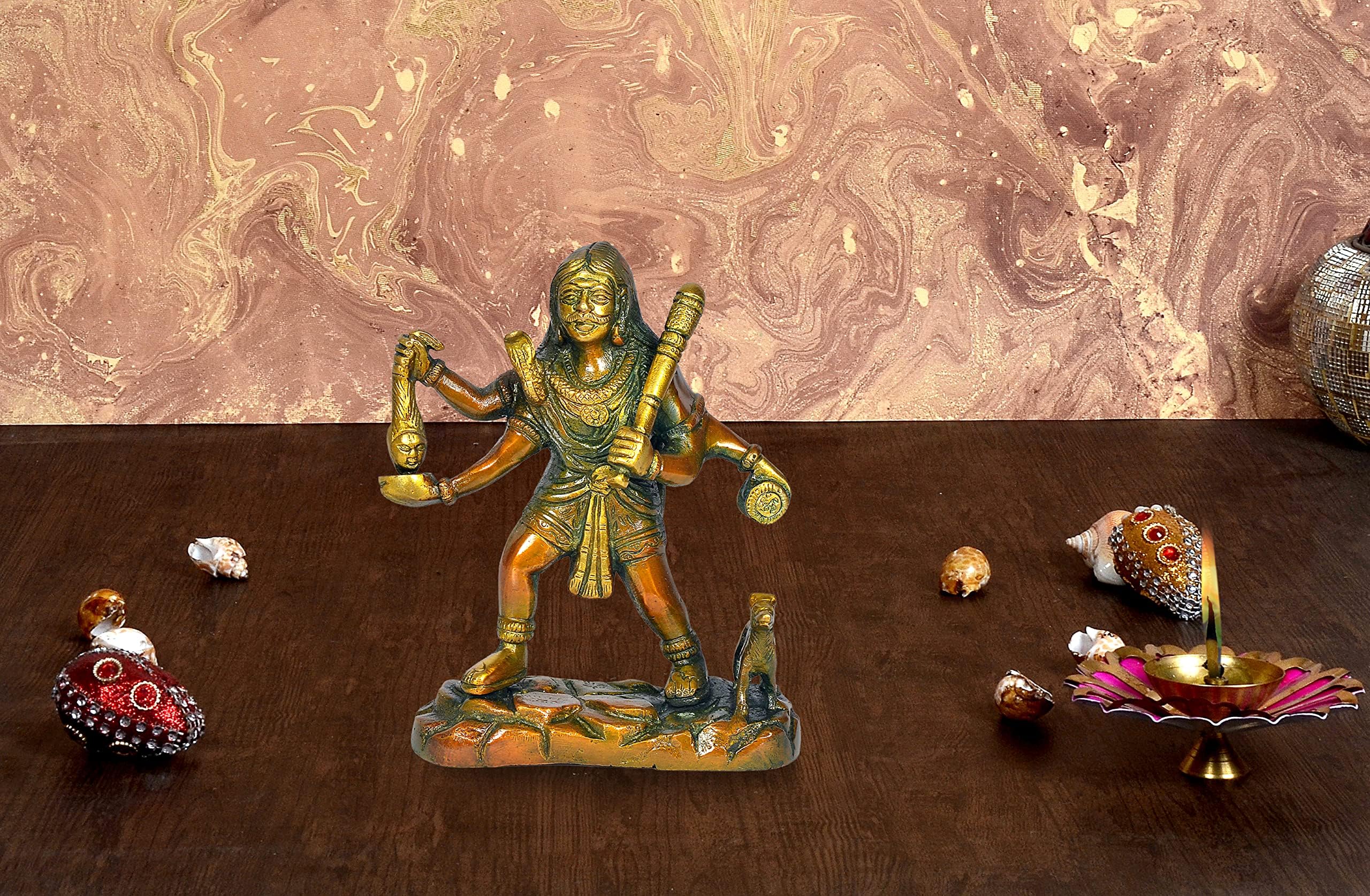 Dattatreya Brass Bhairava Kal Bhairav Idol Statue Bhairo Baba Home Temple Office Showpiece Multicolour Height
