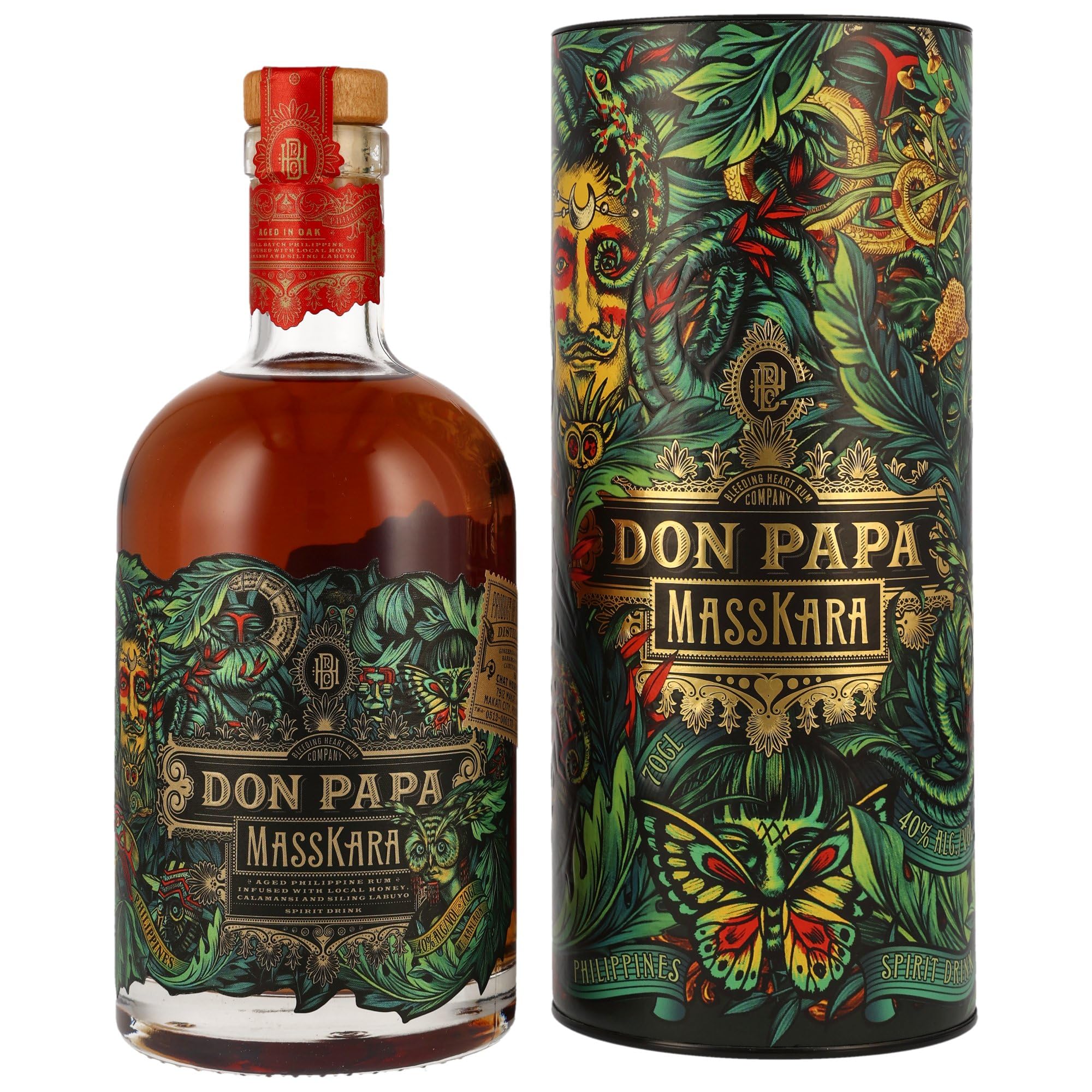 Geschenkset 2 Gläser + 1 Flasche Rum Masskara personalisierte lasergravierte Geschenkidee mit persönlicher Note gravierte Rumgläser Geschenkbox (200ml, Pirat)