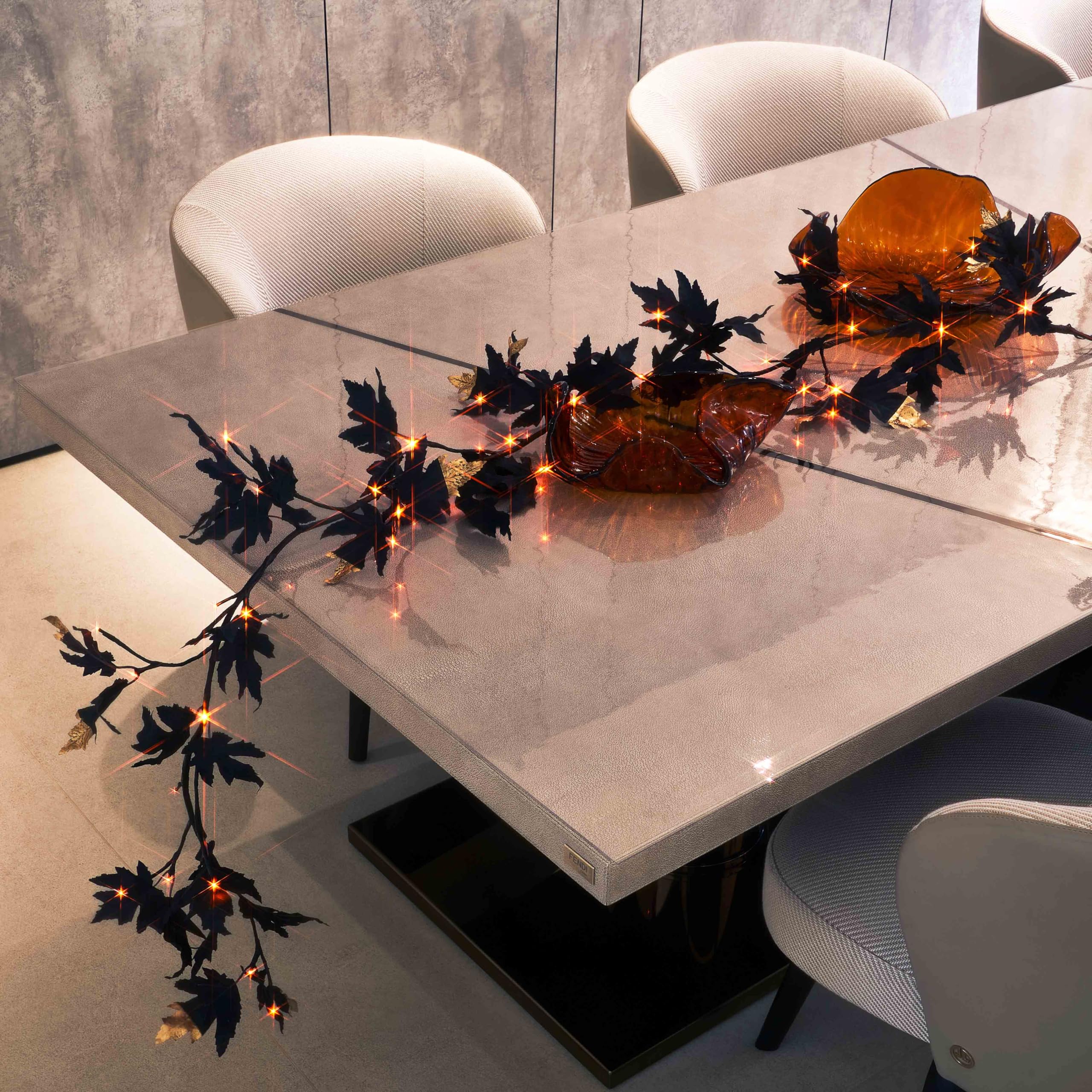 Guirlande lumineuse érable noir 48 LED orange blanc chaud 10 fonctions d'ambiance