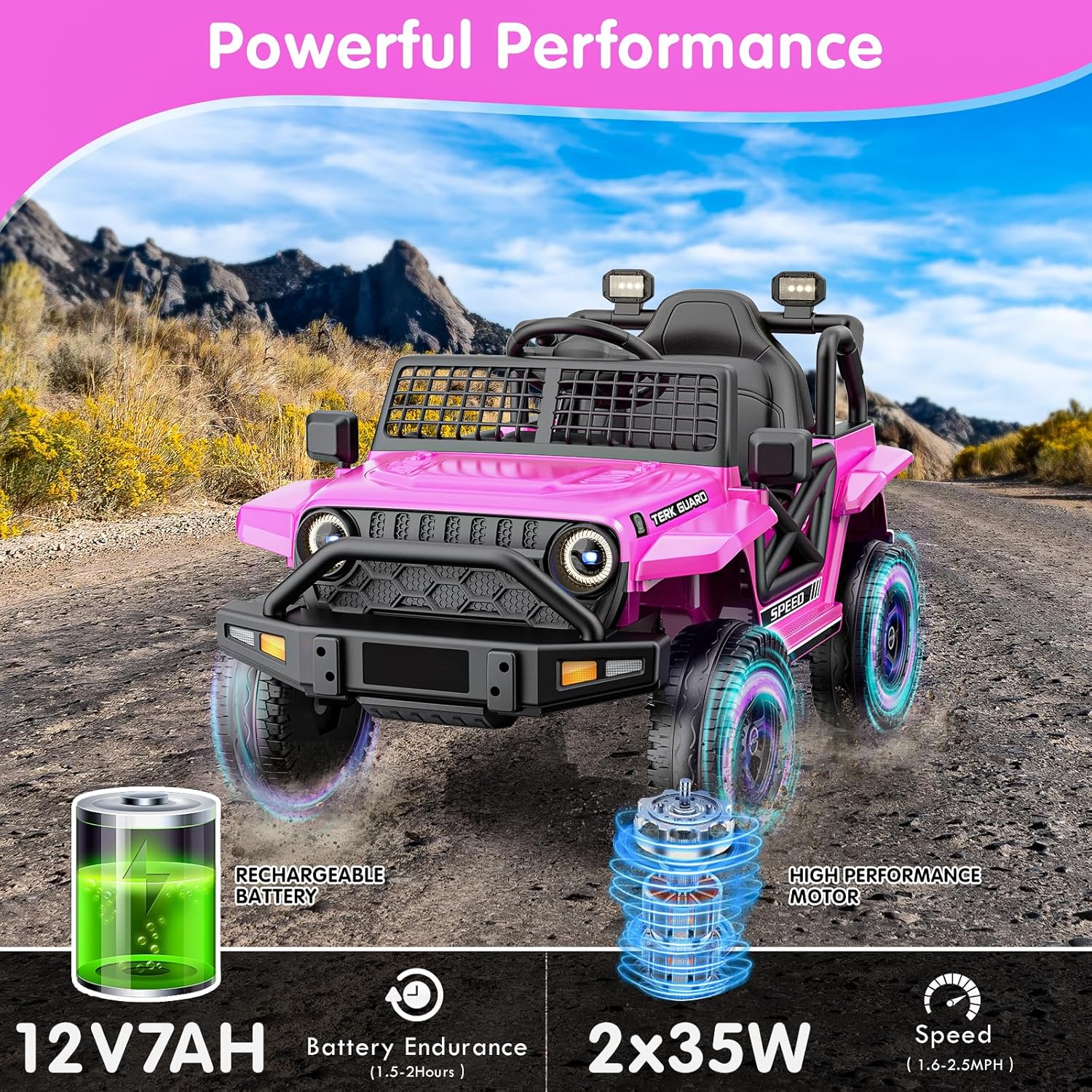 YunTopKids Ride on Car for Toddlers 1-3, 12V 7Ah Powered Electric Car with Remote Control, Dual Driving Modes, Bluetooth Ride on Toys Electric Vehicle with Suspension for Boys Girls, Pink