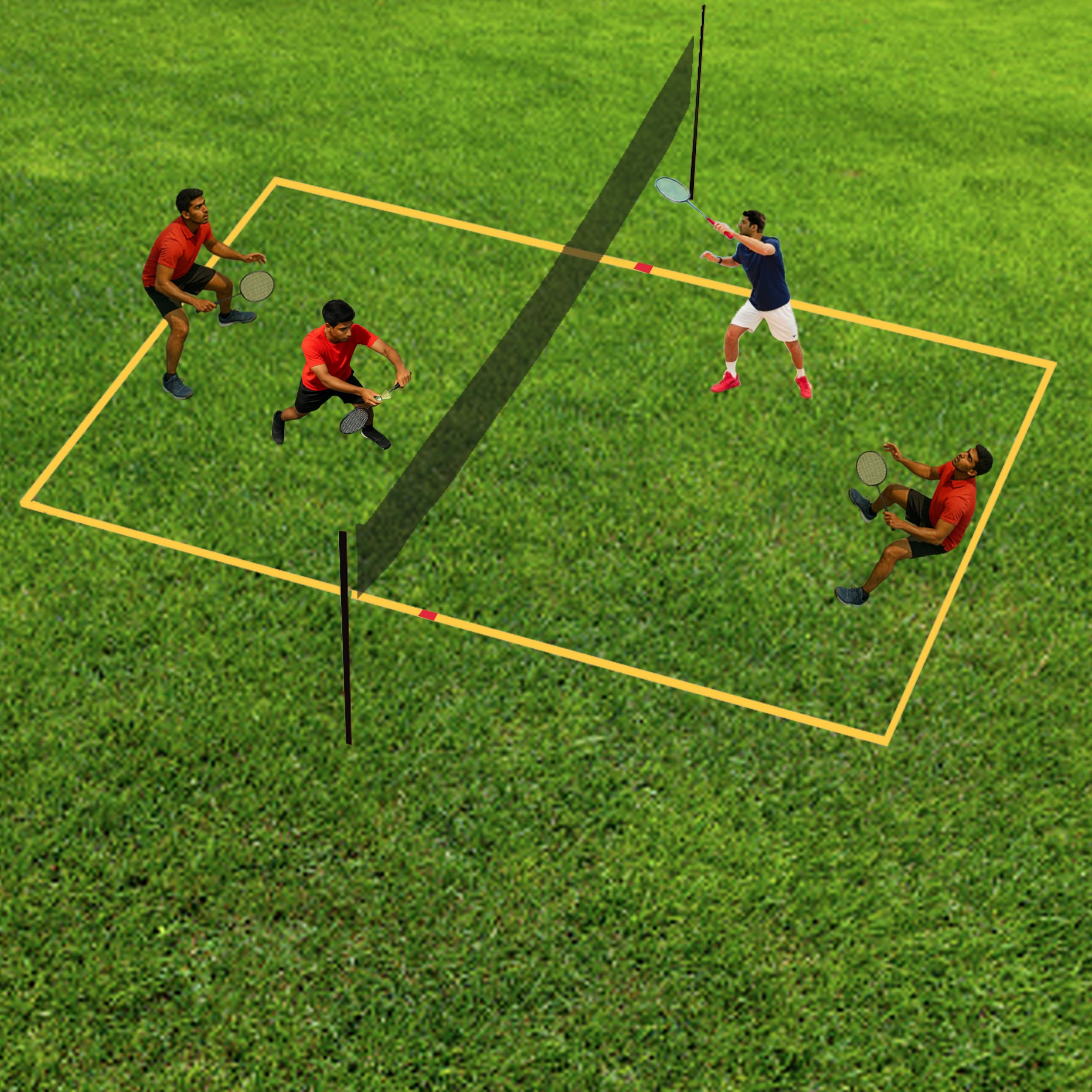 Funbadmenton Badminton Boundary line, Badminton Court Lines for Grass & Soil, Creates Instant Badminton Court 44 x 20 feet, for Doubles Play, Easy to Setup, Portable