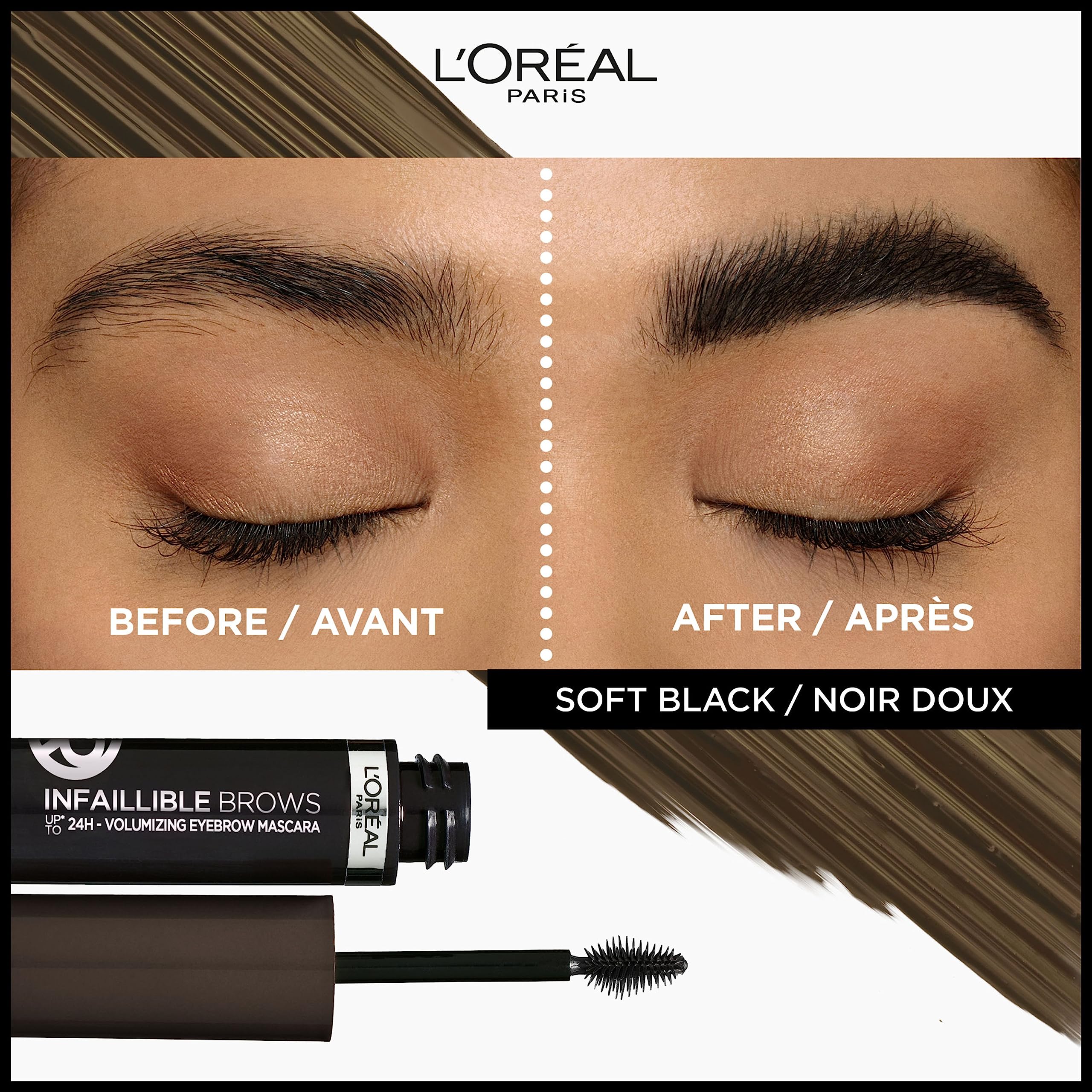 L'ORÉAL Infallible 24H Volumizing Brow Mascara, Long-Lasting & Up